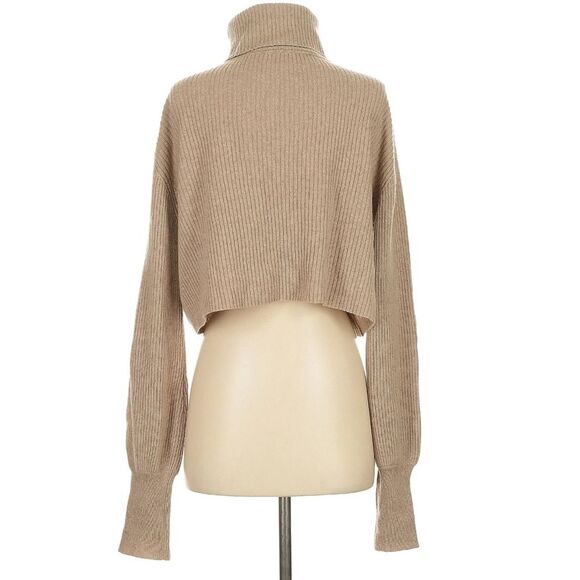 Reformation Luisa Cropped Ribbed Fisherman Cashmere Wool Turtleneck Sweater Sm - Picture 4 of 10